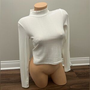 H&M Cream Ribbed Long Sleeve Top
